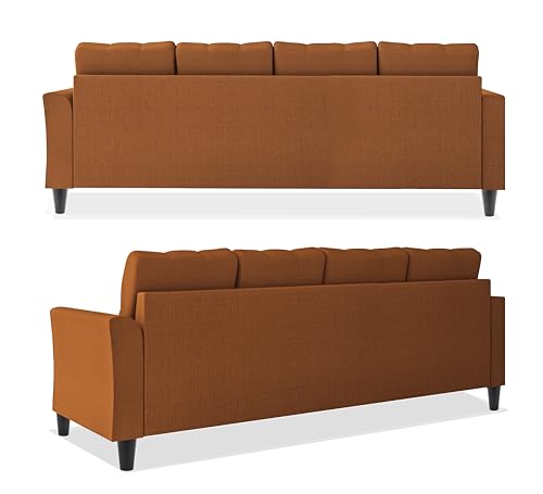Image of Adorn India Maddox Tufted L Shape 5 Seater Sofa Set LHS (Rust) (3 Year Warranty)