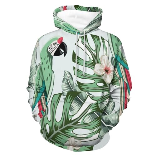 Hoodie Oiseau Vert Sweats à Capuche de Haute Qualité Manche Longue Pull Unisexe Taille S