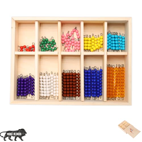 Image of GIFT EQUALS LOVE GELTOY Handmade Wooden Montessori Counting Beads Checker Board Math Games Toy Teaching Numbers Educational Decanomial Learning Homeschooling Toys Set (Educational)