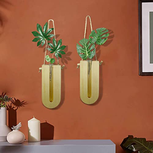 Myfinca Plant Propagation Wall Hanging Planters Tubes For Hydroponics Plants, Home Office Decor, Plant Lover Gifts (Set Of 2 - Brown) #TOP4