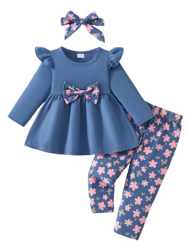 Image of Doresbebe Baby Girl Clothes Toddler Girl Outfits Infant Girl Summer Clothes for Girl Ruffle Shirt Pants+Cute Headband 3PCS