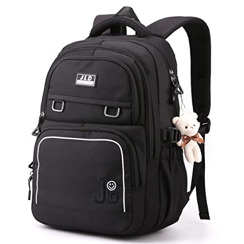 Mochila casual feminina de grande capacidade, bolsa escolar para estudantes, pode acomodar bolsa para laptop de 15,6 polegadas CUTBLAJAT-9502 (Preto)