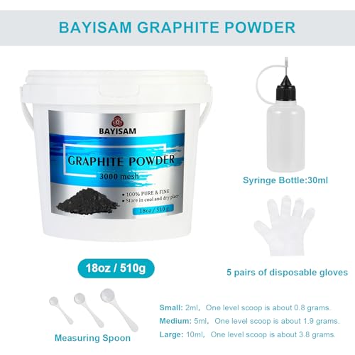 Image of Pure Graphite Powder,3000 Mesh Microfine Dry Graphite Powder Lubricant for Locks, Bearings,Reels,Sketches, Paintings (18oz /510g)