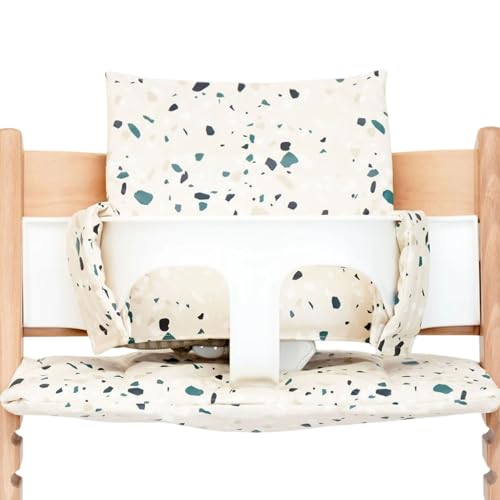 Nibble and Rest Cushion for Stokke Tripp Trapp High Chairs Soft Padded Seat & Backrest Baby Set Compatible Wipeable Machine Washable Easy to Clean Stylish Print(Earthy Terrazzo)