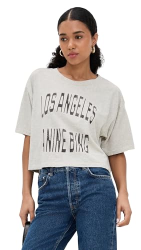 ANINE BING Womens Johnny Cropped Tee Grey S