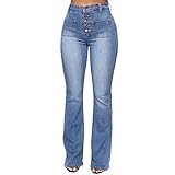 Lavado de Cintura Alta Botón de Bota-Corte de Jeans de las Mujeres Casual Pantalones Largos Pantalones Vintage Femenino...