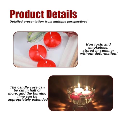 Miniatura 3 de Maonativey 30 Piezas Velas Flotantes Rojo Sin Perfume Velas Decorativas Candelitas Flotantes Para Bodas, Piscinas, Spa, Baño