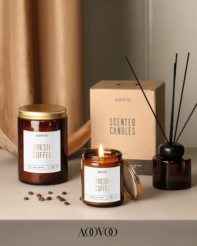 Image of AOOVOO Fresh Coffee Candles - 22 oz Scented Candles, Aromatherapy, Soy Candle for Home Scented