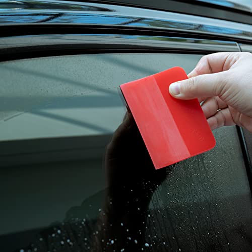 Image of FOSHIO PPF Squeegee for Vinyl, Red 80A Hardness Medium Size Anti-Scratch TPU Rubber Window Tint Squeegee for Paint Protection Film, Car Window Tinting