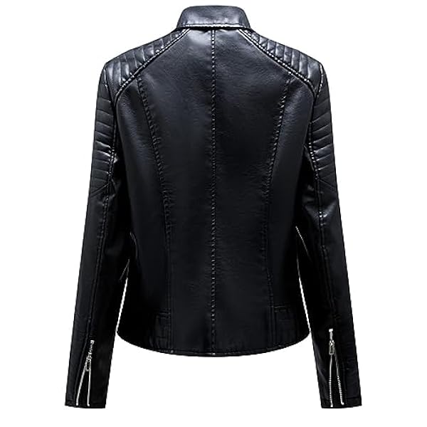 Adhdyuud Vrouwen Casual Faux Lederen Jas Herfst Gesplitst Rits Zakken Pu Jas Vintage Biker Bovenkleding