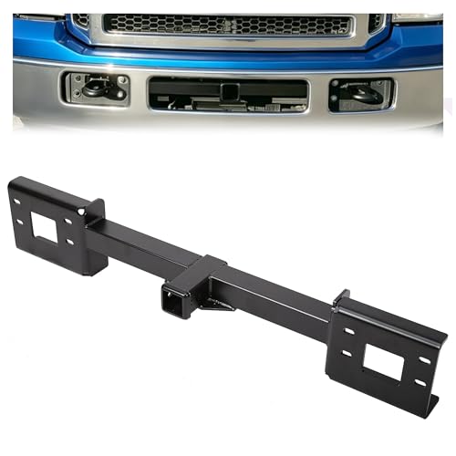 ALMULOO 2 Front Mount Trailer Receiver Hitch Compatible with 1999-2007 Ford F-250/350/450/550 Super Duty w/2 Receiver Powder Coated Steel Replacement for 65022