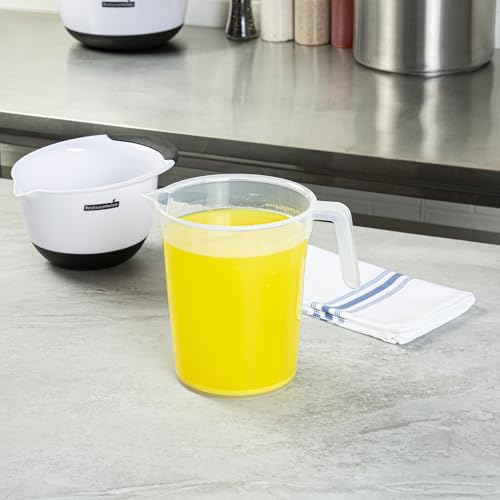 Image of Restaurantware Measuring Cup, 2 Quarts Pack of 1 Conical Spout Liquid Scaling Vessel Embossed Ml and Oz Graduations, Clear Plastic Measuring Cup with Handle, For Cooking Baking For Oil Flour