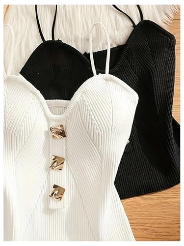 Verdusa Women's Old Money Clothes 2 Pack Crop Tops Ribbed Camisole Fall Fashion Knit Cami Top3