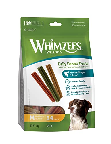 WHIMZEES Stix M, 14 Pezzi – Taglia M, Snack per Cani di Taglia Media, Naturali & Senza Cereali, Vegetariane, Senza Zuccheri Aggiunti