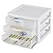 Sterilite 3-Pack Wide 3 Drawer Unit, Plastic Desktop Organizer with Clear Drawers, White Frame - Stackable Multi-Purpose Storage for Office Supplies, Craft Rooms, Classrooms and Home Organization