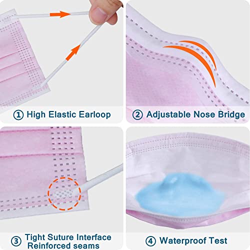 Image of MEELANA Non Woven Fabric 3 Ply Disposable Surgical Mask for Men Women with adjustable nose pin Reusable (Pack of 100) Breathable Masks