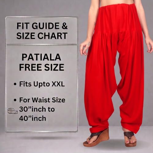 Image of FASHION GALLERY Women's Rayon Relaxed Fit Patiala Salwar with Full Length Drawstring Closure Type and Flexible Waist | Patiala Pant for Woman Free Size Fit Upto XXL