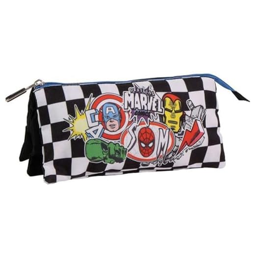 Estuche Escolar Marvel Avengers Diseño Cuadros con Superhéroes, Ideal para Niños y Niñas - Estuche Avengers Multiusos con Cierre Resistente para Lápices y Accesorios