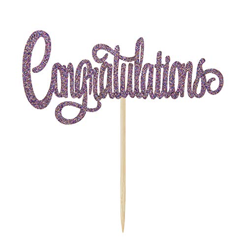 Purple Glitter Congratulations - Congrats Grad Cake Decor - 2022 High School/College Graduation Party Decorations Supplies #TOP1