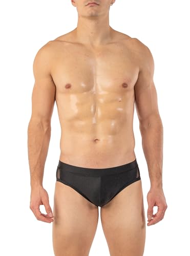 Gary Majdell Sport Men's Bikini Swimsuit with Side Mesh Inserts - Available in Shiny Tricot and Nylon Spandex Prints3