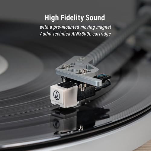 Image of Crosley CR6046A-NASL Stave 2-Speed Bluetooth Record Player Turntable with Built-in Speakers, Natural