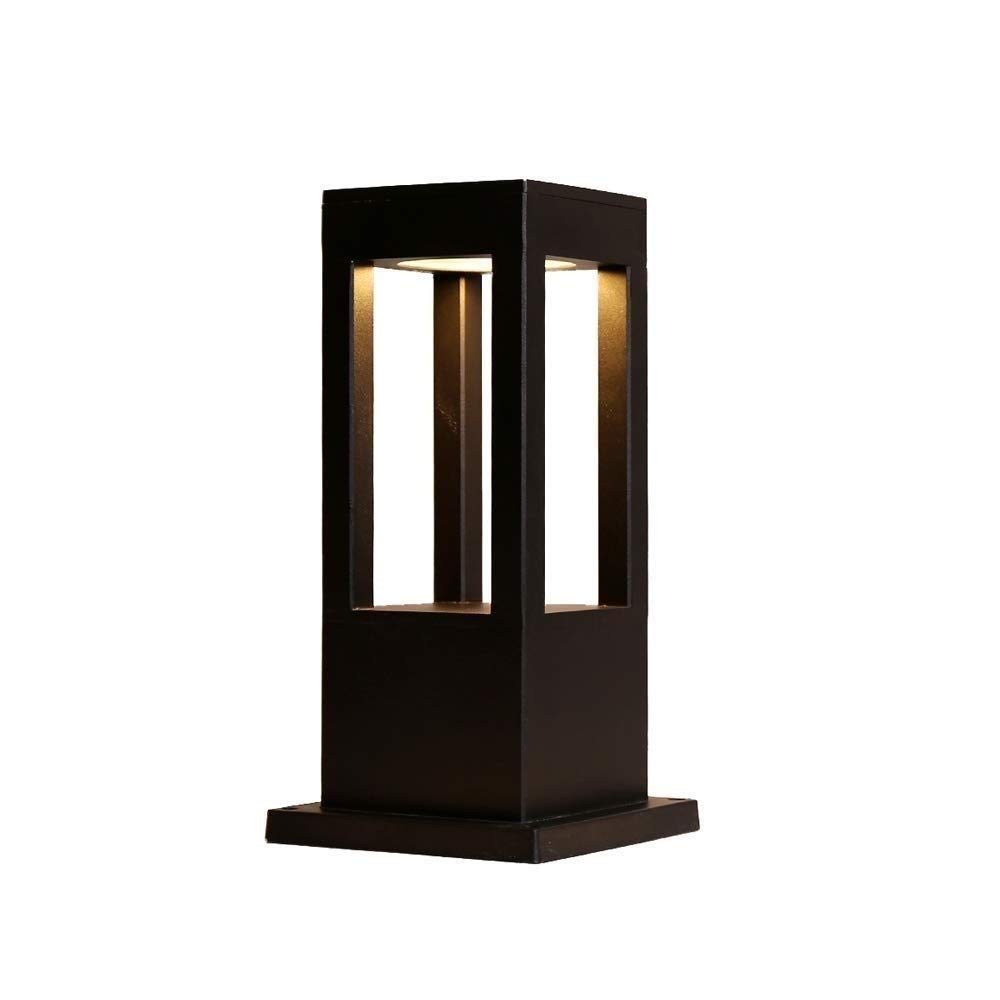 Kwadratowa kolumna oświetleniowa LED z odlewu aluminiowego w kolorze czarnym, do użytku na zewnątrz, na trawniku, na werandzie, w ogrodzie, na patio, wodoodporna, słupko,H:61.5cm