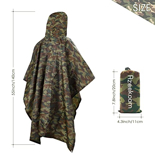 Azeekoom Regenjacke Regenponcho, Regenmantel Wasserdicht Unisex Camping Zelt Campingdecke 3 in 1 Multifunktionaler Regencape für Picknick im Freien Trekking Camping Angeln Jagd Ausflug