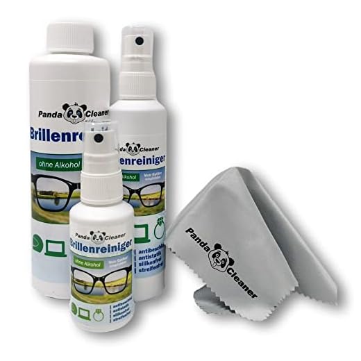 PANDACLEANER® Set 400ml Eyewear Spray de 50 ml à emporter + 100 ml pour la maison + flacon de 250 ml | sans alcool | anti-buée | sans stries | Aussi pour les écrans, moniteurs, visières