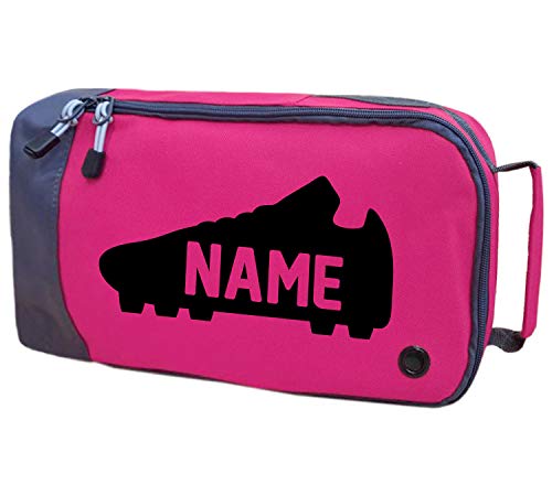 Absolutely Top Personalised Childrens Boot Bag Football Rugby Boys Girls Sports Kit, Bubblegum Pink/Black Print