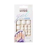 KISS Gel Fantasy Collection Ready-To-Wear Fake Toenails Pedicure Set, Style 'This is Classic', with Mini Nail File, Pink Gel Nail Glue & 24 White Smudge-Proof Glue-On Toenails
