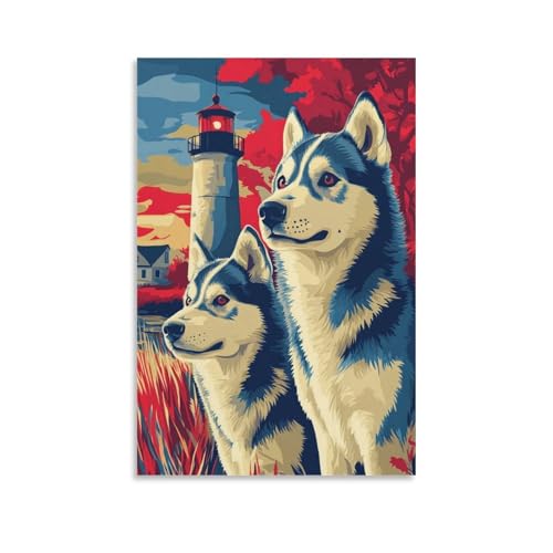 Tableau Husky sibérien pour habiller un mur vide salon 50x75