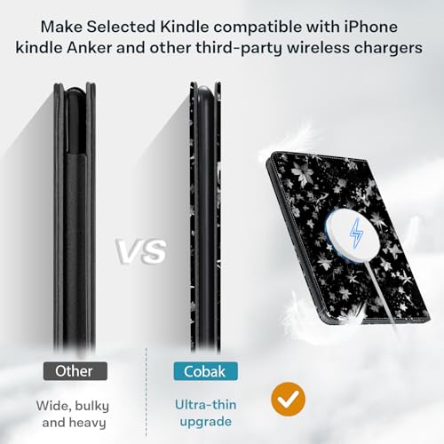 Image of CoBak Stand Case for 7 inch Kindle Paperwhite 12th Gen 2024 and Kindle Colorsoft with Hand Strap - Compatible with iPhone MagSafe, for Samsung /Belkin /Anker Wireless Charging Pads, Durable, Auto Sleep Wake