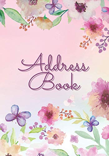 Address Book: Pink Floral Cover | A-Z Alphabetical Tabs | 7 x 10" Contact Notebook Organizer | Record Birthday, Phone Number, Address, Email & Extra Notes | 160 Pages