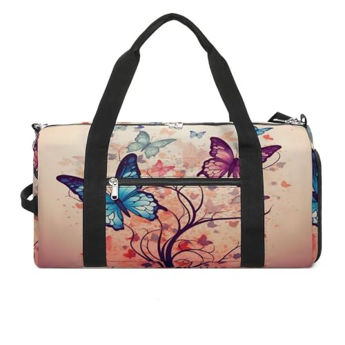 Colorful Butterfly Gym Bag Travel Duffel Bag Sports Tote Bag Workout Bag Weekender Bag for Women Men