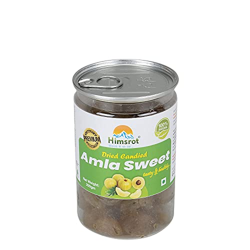 Image of Himsrot Dried Sweet Amla Candy India Gooseberry Superfood from Himalayas | 100% Natural Dry Fruit | Sweet Candy | Sweet Amla Candy - 200 gms Resealable Jar