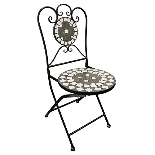 Mosaik Gartenstuhl Balkonstuhl Terrassenstuhl klappbar Kreis Design Klappstuhl Bistrostuhl Mosaikstuhl Anthrazit/Grau