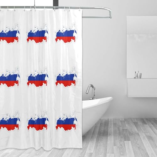 Rideau de douche design carte russe en polyester avec œillets - 4