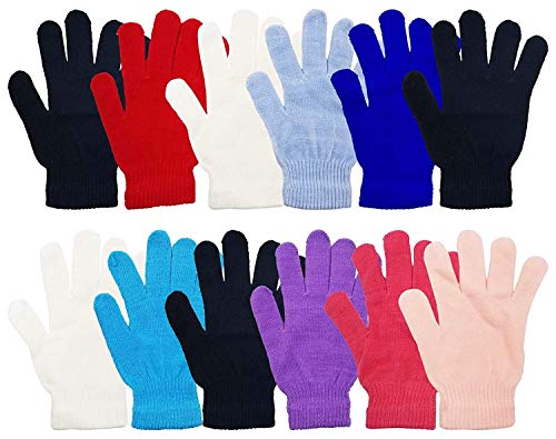 Winter Gloves Magic Gloves Wholesale 12 Pairs- One Size Fits Most (Rainbow Assorted)