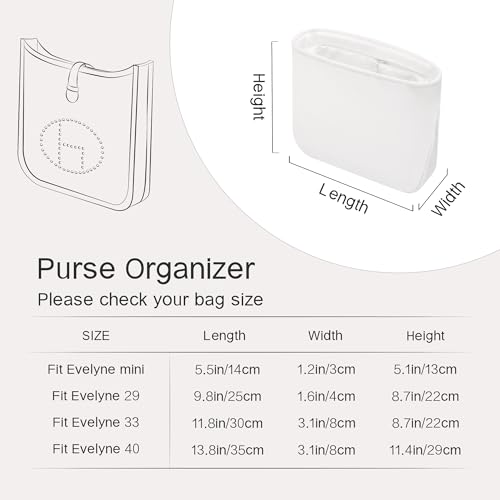Image of Fits for Evelyne Bag Insert Organizer For Hermes(Mini,Blanc) | Premium Silk Material,Smooth Touch,Lightweight,zipper,protect from scratches & stains,multiple pockets,keychain,waterproof