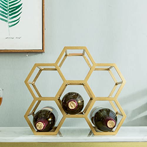 Soporte para Botellas de Vino Metálico, Portátil, Dorado miniatura 1