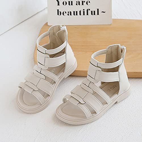 White Sandals For Girls Beach Sandals Princess Girls Soft-soled Shoes Non-slip Open-Toed Children Kids Girl's shoes (Beige, 8.5 Toddler)4