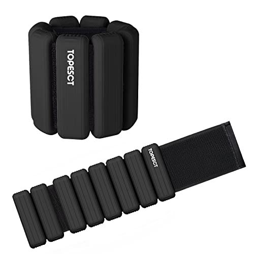 TOPESCT Verstellbare Handgelenkgewichte – Set mit 2 Stück (je 0,9 kg) | Langlebiges tragbares Handgelenk- und Knöchelgewichte für Yoga, Tanz, Barre, Pilates, Cardio, Aerobic, Walking
