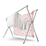 AUGMIRR Clothes Drying Racks, 79 Inches Updated Version,Stainless Steel Laundry Drying Rack for Indoor Outdoor and The Balcony,Length Adjustable Saves Space,with Windproof Hooks(Silver01