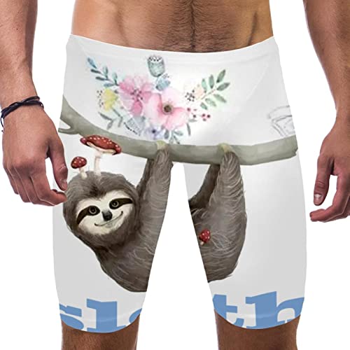 Short de bain pour garçon imprimé paresseux coloré et fleuri en taille S