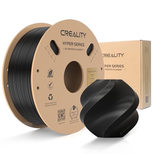 Creality Hyper PLA Filamento, Filamento para Impresora 3D 1.75 mm 1KG, PLA de Alta Velocidad 30-600 mm/s, Precisión Dimensional +/- 0.02 mm, Compatible con la Mayoría de Impresoras 3D, PLA Negro