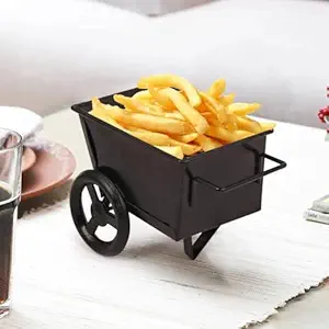 APEROL DESIGN Iron Shopping Cart Shape Platter Trolley for Kitchen/Dinning Table Serving Platter (Black Color)