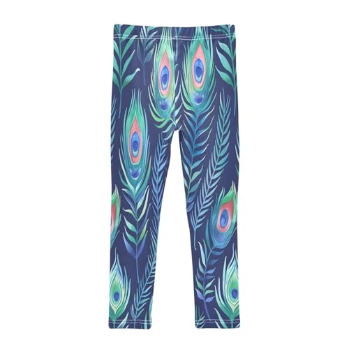 Bolaz Toddler Girls Leggings Printed Yoga Pants Leggings Peacock Feathers and Grass for Kids2
