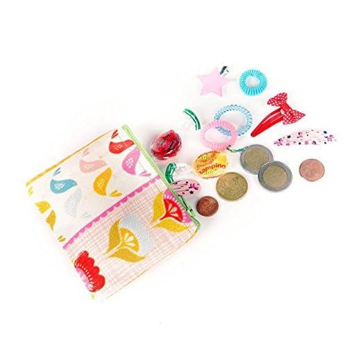 Wendekreis Berlin - Etui 'Fleurs Pastels', Wachstuch Täschchen - 9 x 12 cm, Mehrfarbig, Schminkkoffer, Damen, Schönheitsaccessoires-Etui, Reise/Underway Make-up Aufbewahrung, Alltagsgebrauch