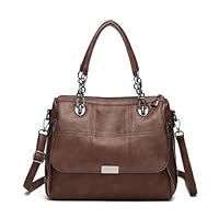 ALWY Bolsa Feminina Couro Ombro Mão Grande, Bolsa Lado Tote Bag Transversal Executiva Presente Trabalho Casual (Marrom)