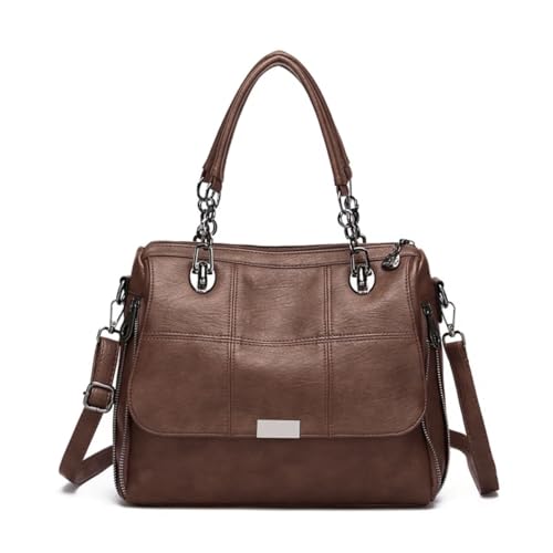 ALWY Bolsa Feminina Couro Ombro Mão Grande, Bolsa Lado Tote Bag Transversal Executiva Presente Trabalho Casual (Marrom)